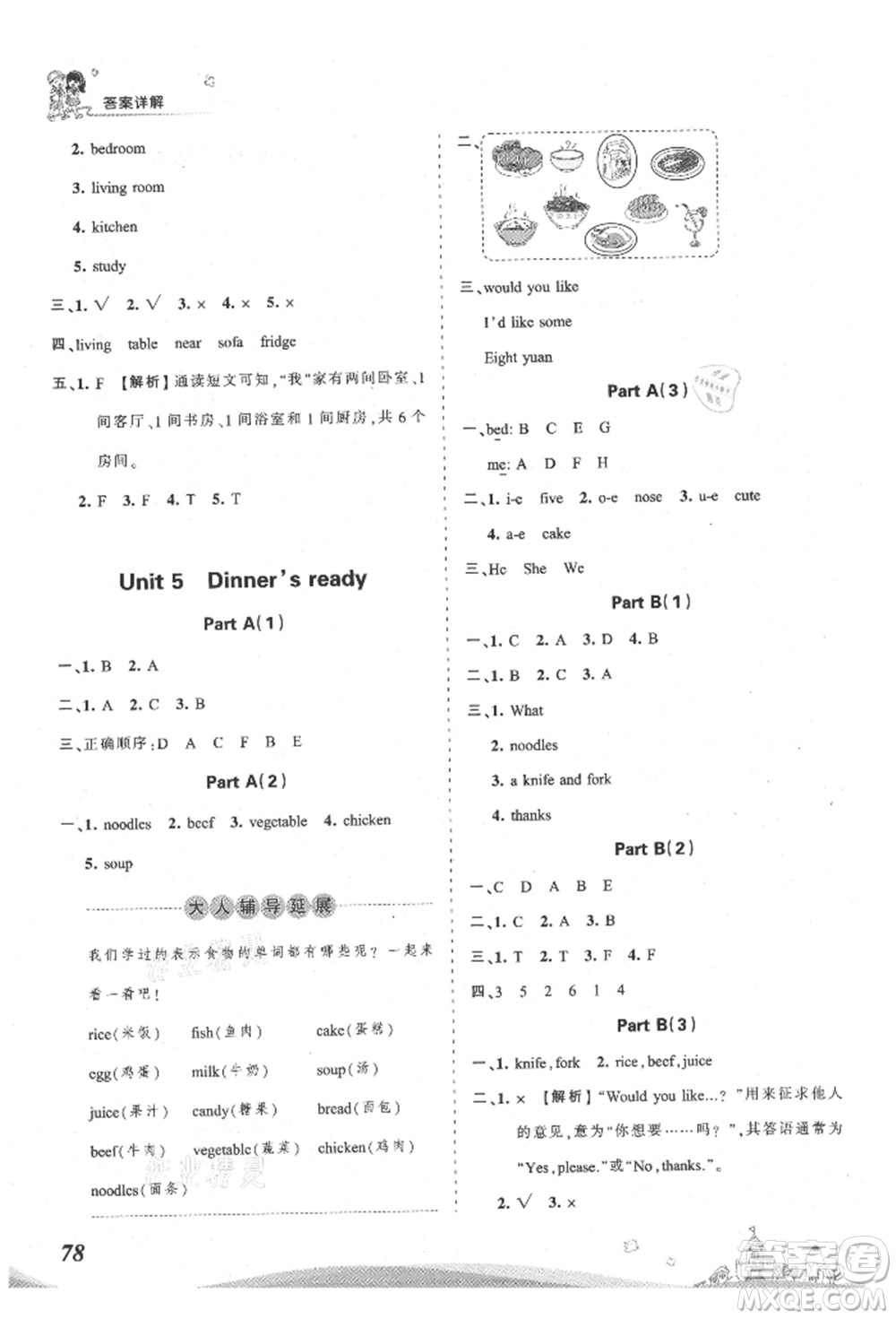 江西人民出版社2021王朝霞創(chuàng)維新課堂同步優(yōu)化訓(xùn)練四年級上冊英語人教版參考答案