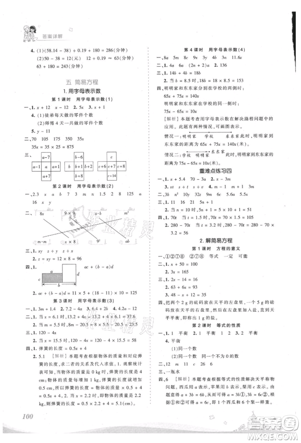 江西人民出版社2021王朝霞創(chuàng)維新課堂同步優(yōu)化訓(xùn)練五年級上冊數(shù)學(xué)人教版參考答案
