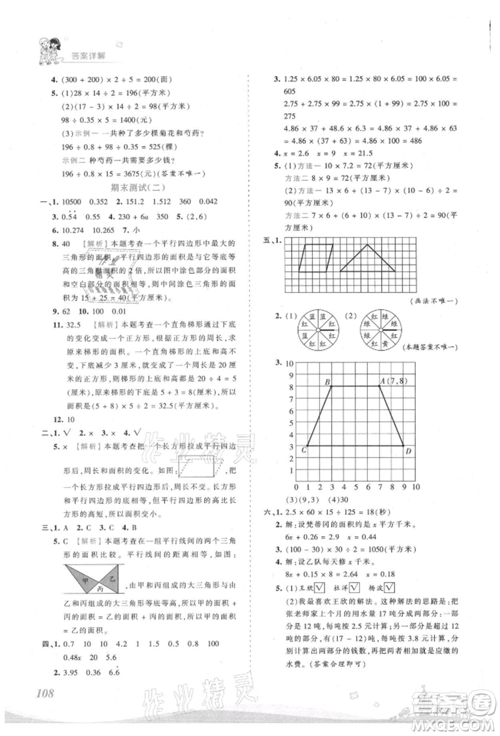 江西人民出版社2021王朝霞創(chuàng)維新課堂同步優(yōu)化訓(xùn)練五年級上冊數(shù)學(xué)人教版參考答案
