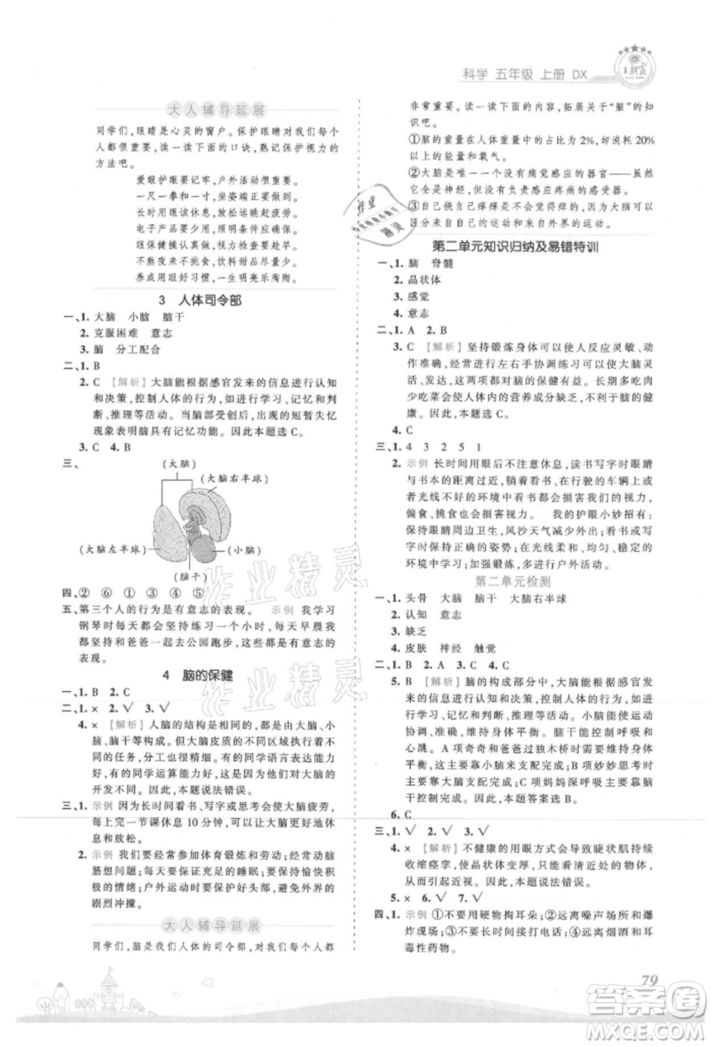 江西人民出版社2021王朝霞創(chuàng)維新課堂同步優(yōu)化訓(xùn)練五年級(jí)上冊(cè)科學(xué)大象版參考答案