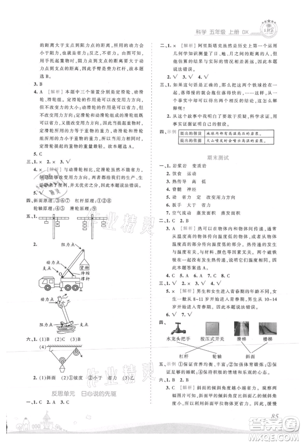 江西人民出版社2021王朝霞創(chuàng)維新課堂同步優(yōu)化訓(xùn)練五年級(jí)上冊(cè)科學(xué)大象版參考答案