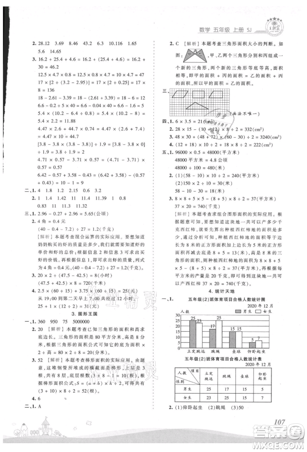 江西人民出版社2021王朝霞創(chuàng)維新課堂同步優(yōu)化訓練五年級上冊數學蘇教版參考答案