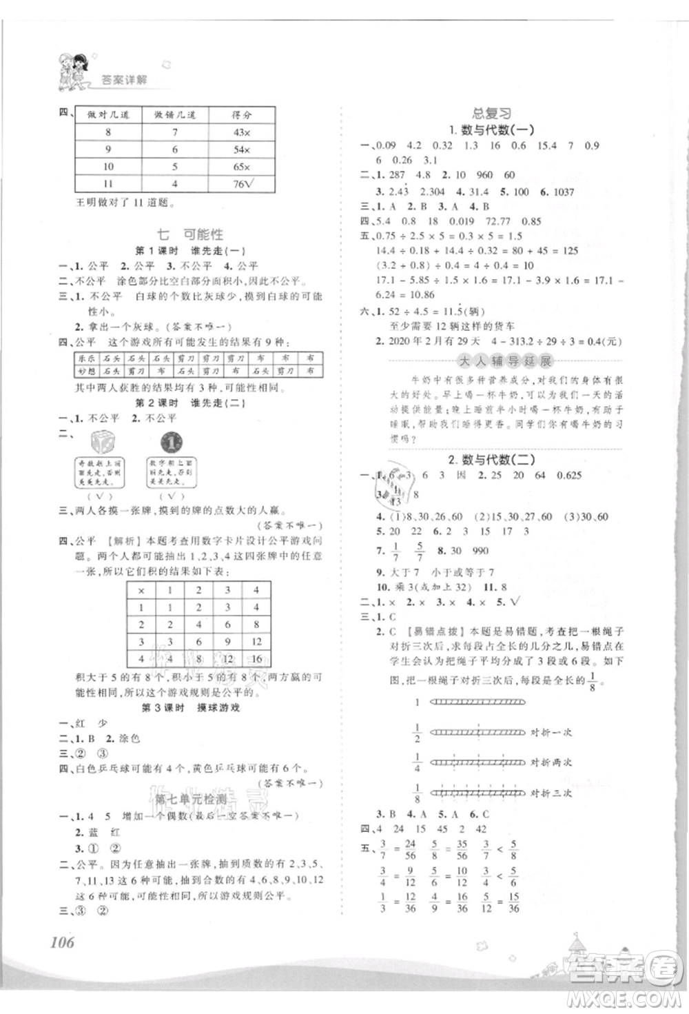江西人民出版社2021王朝霞創(chuàng)維新課堂同步優(yōu)化訓練五年級上冊數(shù)學北師大版參考答案