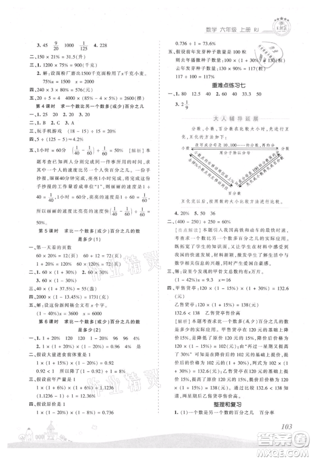 江西人民出版社2021王朝霞創(chuàng)維新課堂同步優(yōu)化訓(xùn)練六年級(jí)上冊(cè)數(shù)學(xué)人教版參考答案