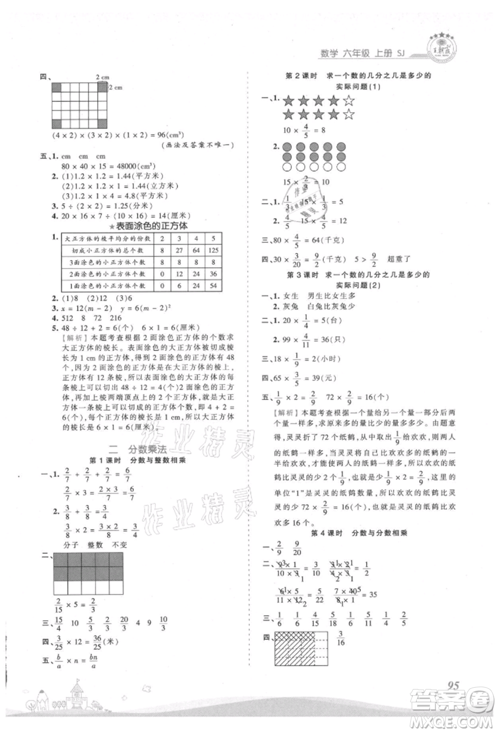 江西人民出版社2021王朝霞創(chuàng)維新課堂同步優(yōu)化訓(xùn)練六年級(jí)上冊數(shù)學(xué)蘇教版參考答案