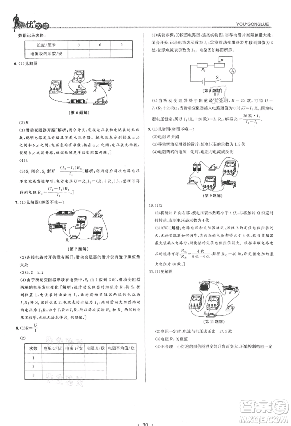 浙江人民出版社2021優(yōu)+攻略八年級(jí)上冊(cè)科學(xué)浙教版參考答案
