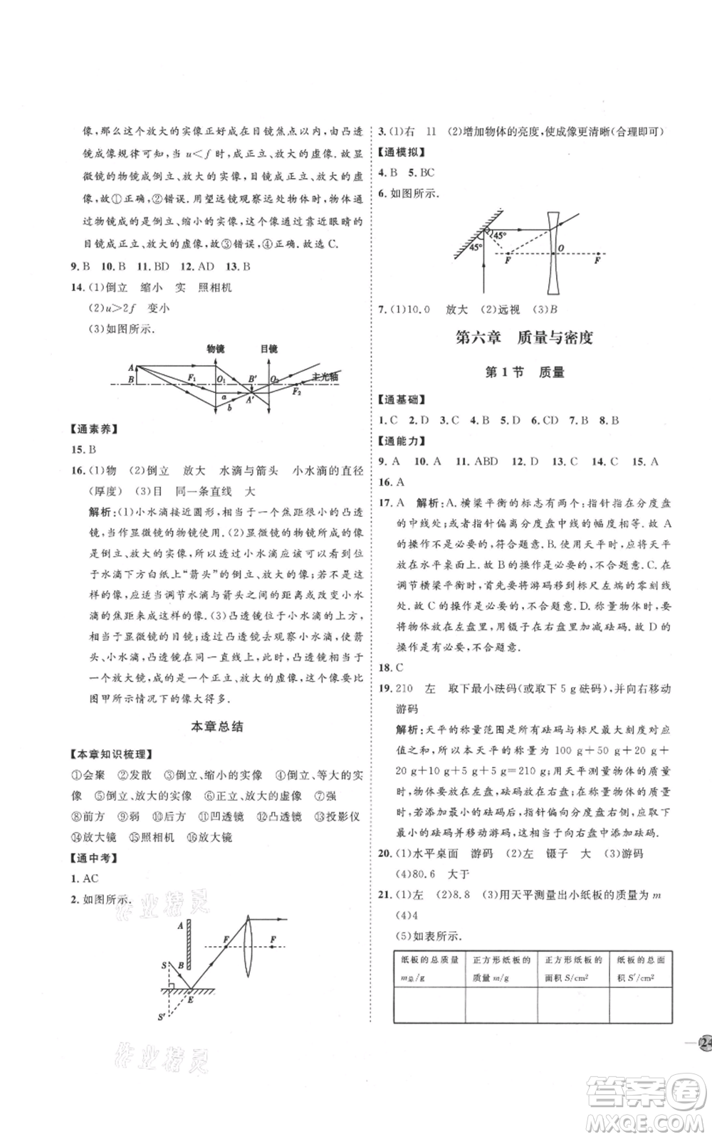 延邊教育出版社2021優(yōu)+學(xué)案課時(shí)通八年級(jí)上冊(cè)物理人教版濰坊專(zhuān)版參考答案
