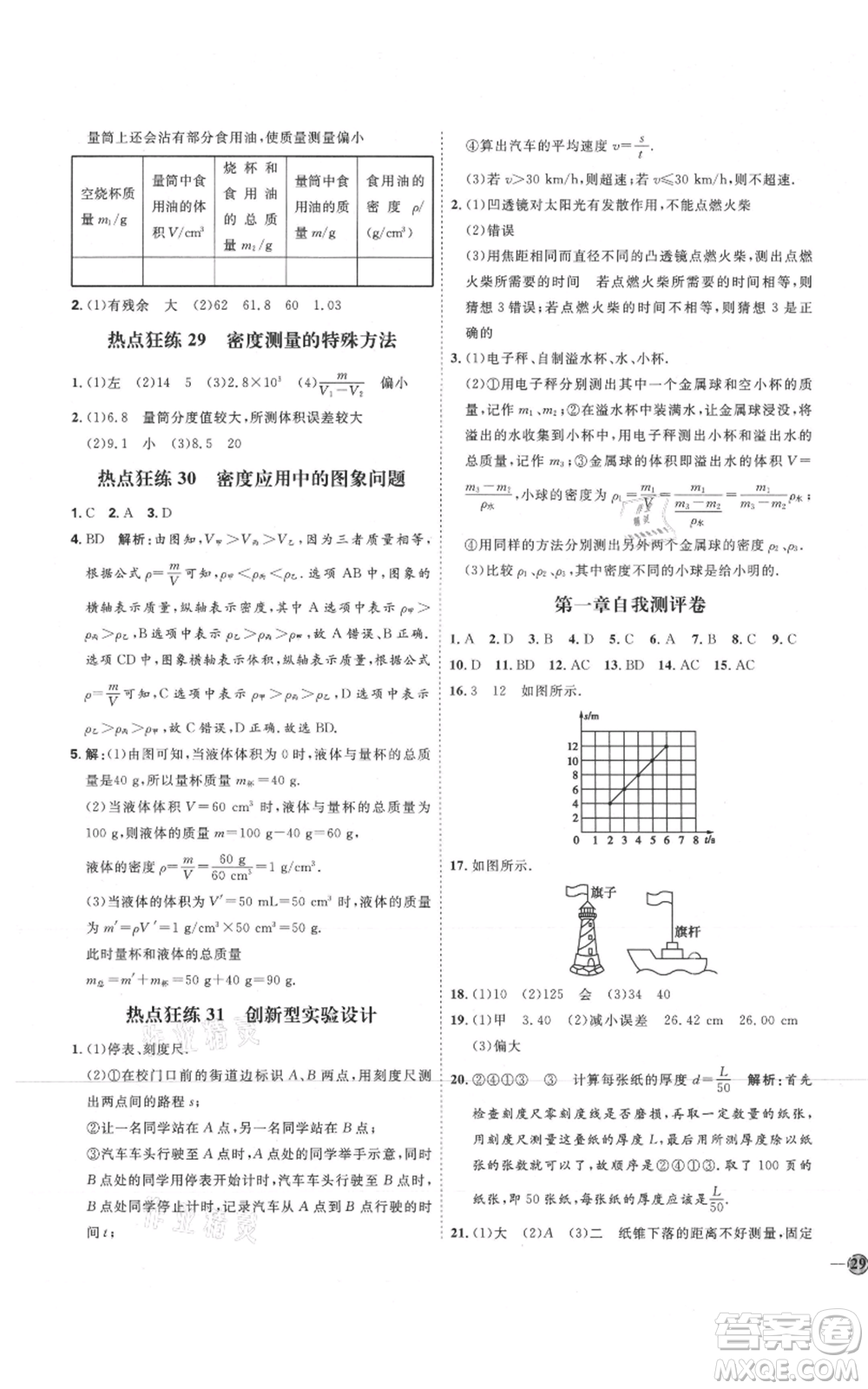 延邊教育出版社2021優(yōu)+學(xué)案課時(shí)通八年級(jí)上冊(cè)物理人教版濰坊專(zhuān)版參考答案