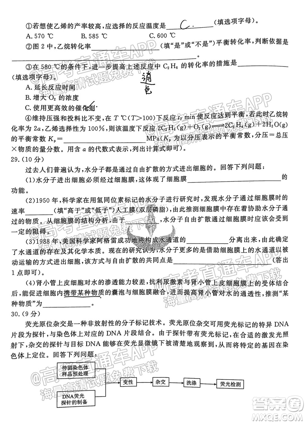 2022屆四省名校高三第一次大聯(lián)考理綜試題及答案