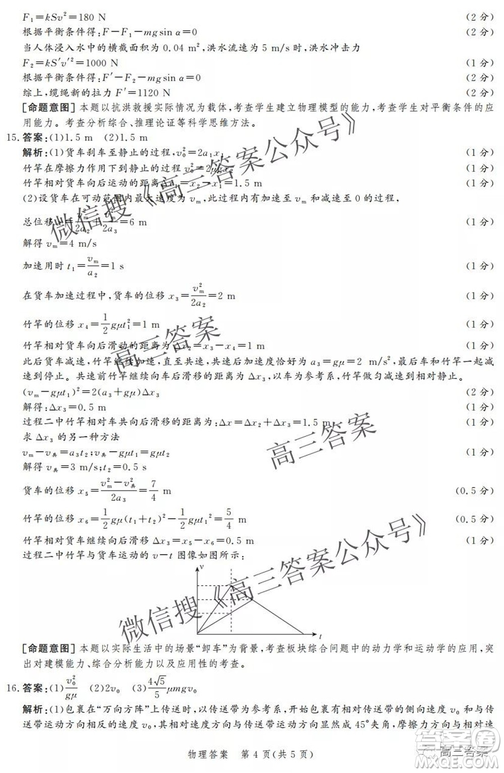 神州智達(dá)省級(jí)聯(lián)測(cè)2021-2022第二次考試高三物理答案