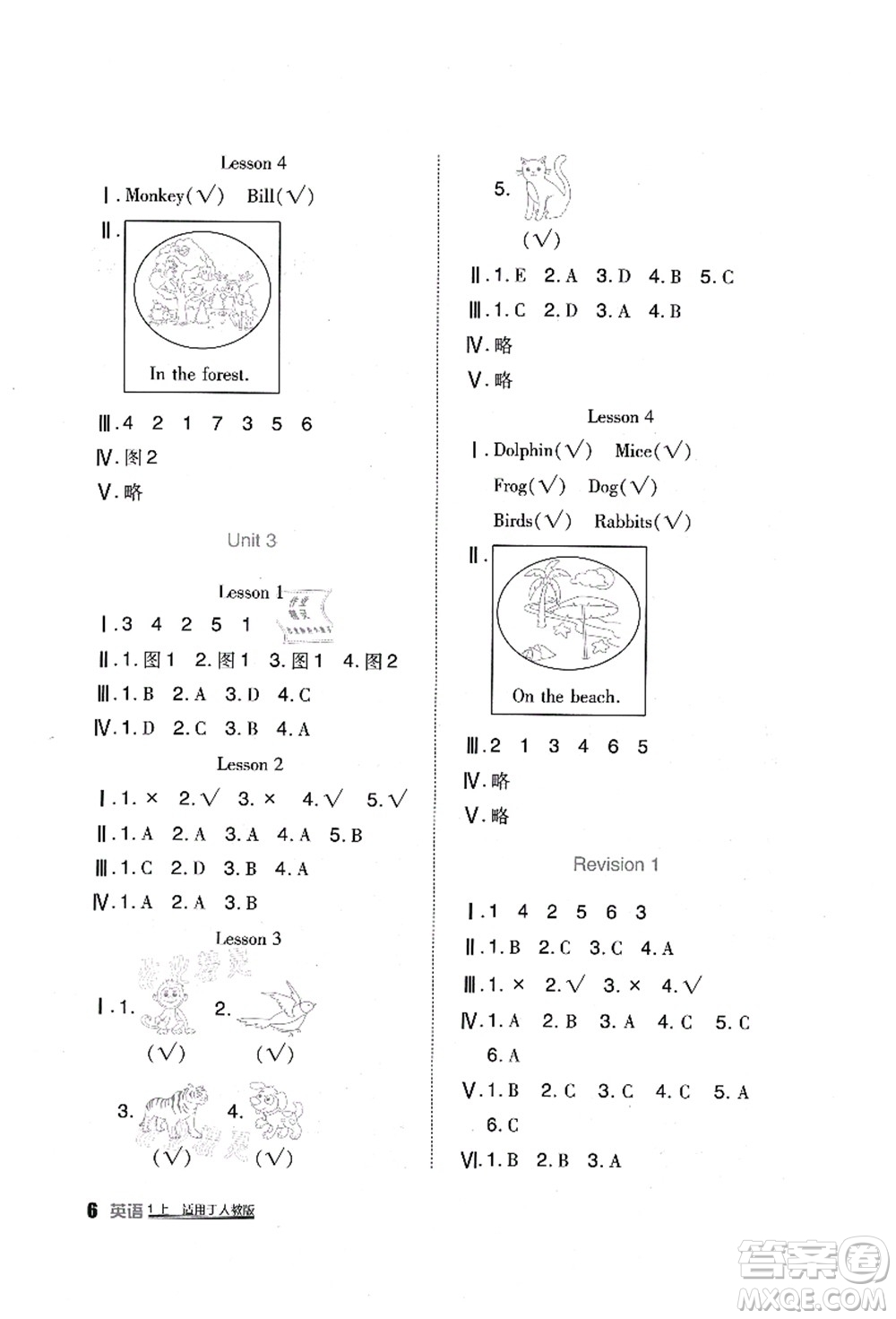 四川教育出版社2021新課標(biāo)小學(xué)生學(xué)習(xí)實(shí)踐園地一年級(jí)英語上冊(cè)人教版答案