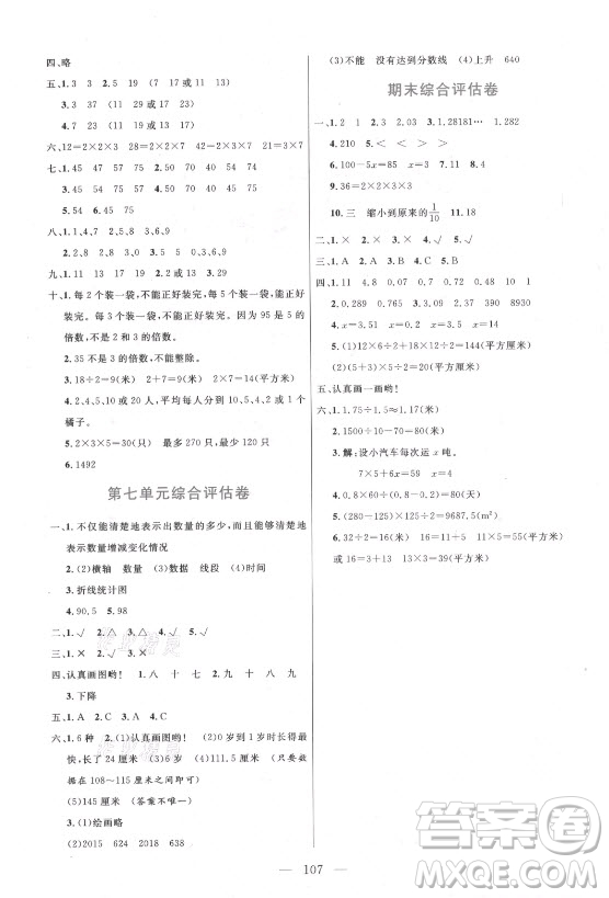 北方婦女兒童出版社2021狀元陪練課時優(yōu)化設計數學五年級上冊青島版答案
