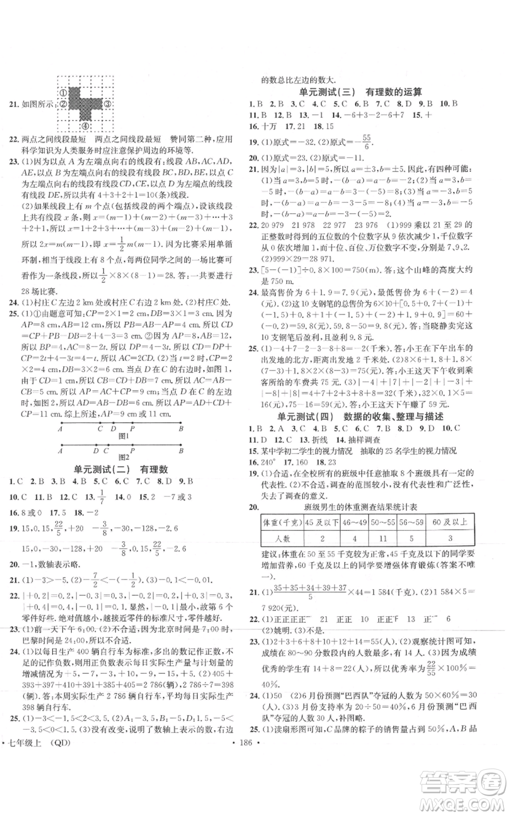 廣東經(jīng)濟出版社2021名校課堂七年級上冊數(shù)學青島版參考答案