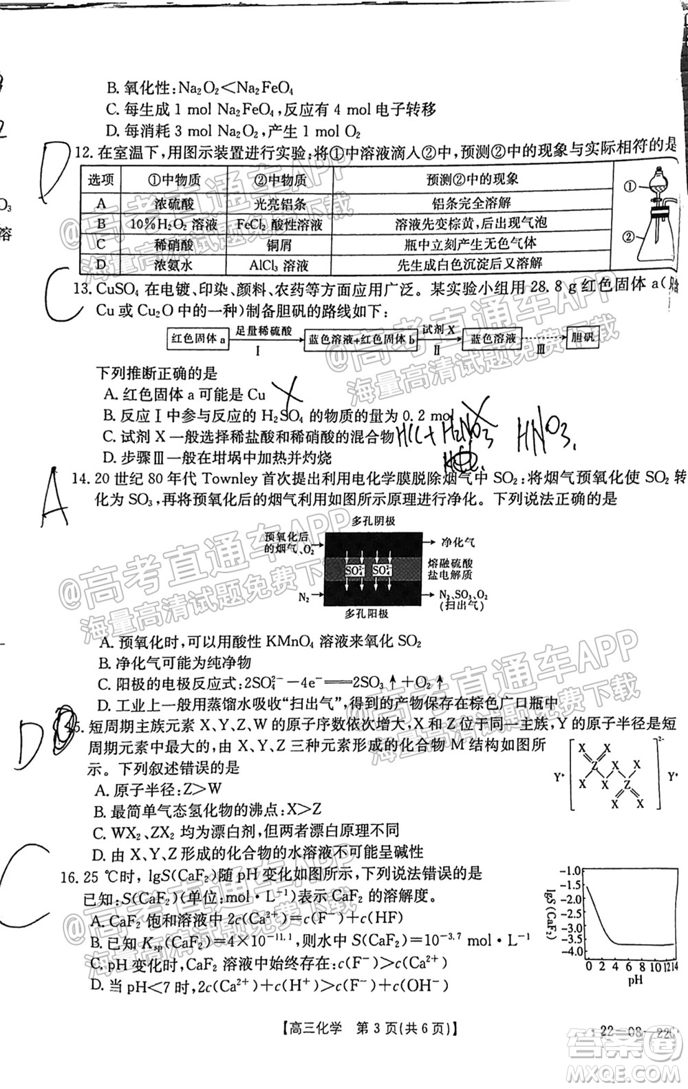 2022屆廣東金太陽9月聯(lián)考高三一輪復習調研考化學試題及答案