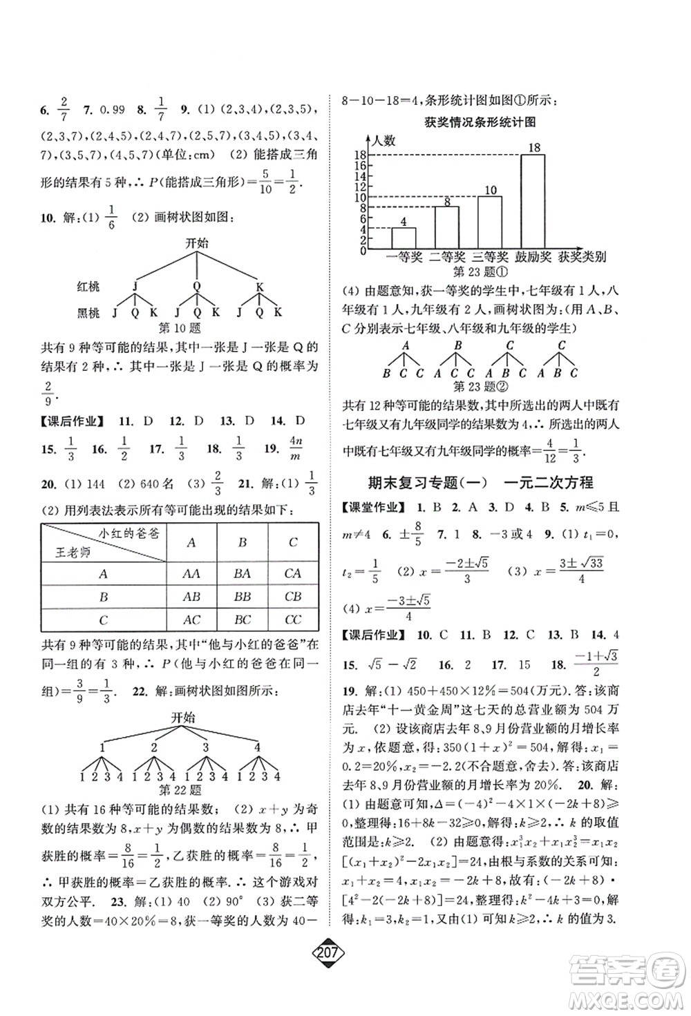 延邊大學(xué)出版社2021輕松作業(yè)本九年級(jí)數(shù)學(xué)上冊(cè)新課標(biāo)人教版答案