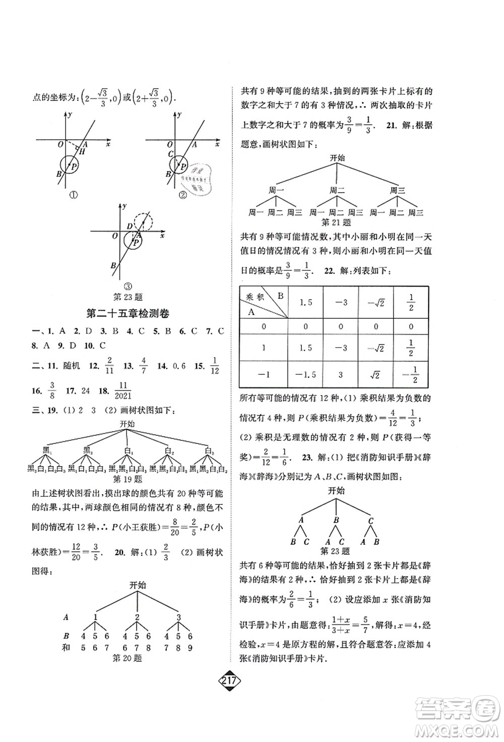 延邊大學(xué)出版社2021輕松作業(yè)本九年級(jí)數(shù)學(xué)上冊(cè)新課標(biāo)人教版答案