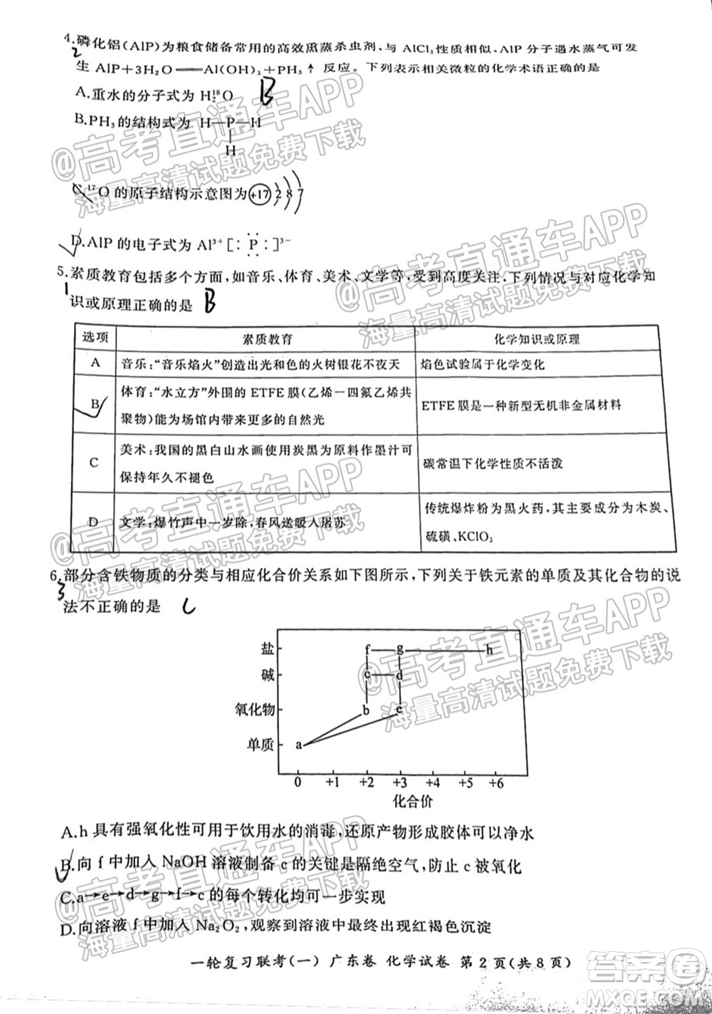 廣東百校聯(lián)考2022屆高三一輪復(fù)習(xí)聯(lián)考一廣東卷化學(xué)試卷及答案