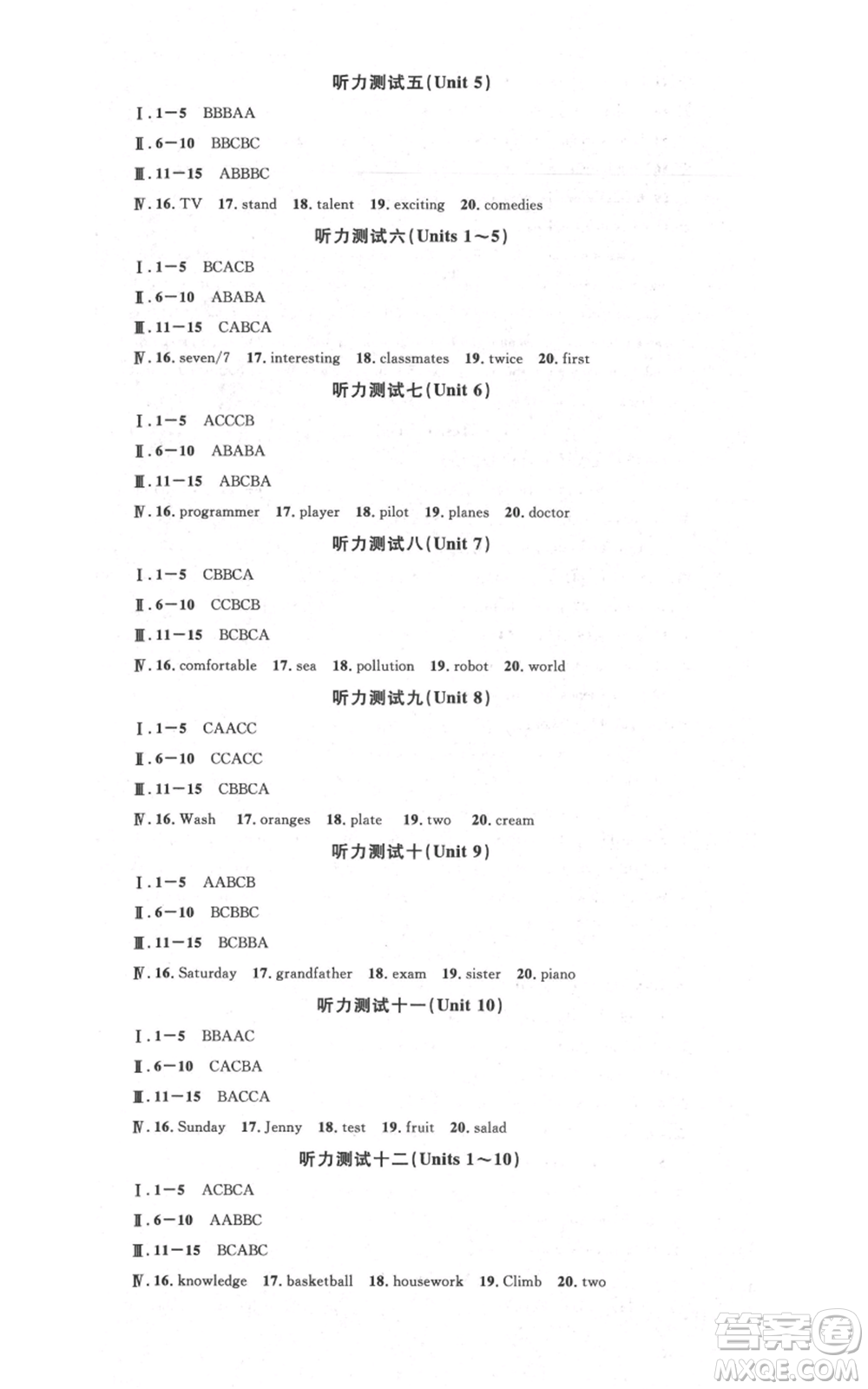吉林教育出版社2021名校課堂八年級(jí)上冊(cè)英語(yǔ)人教版背記本寧夏專版參考答案
