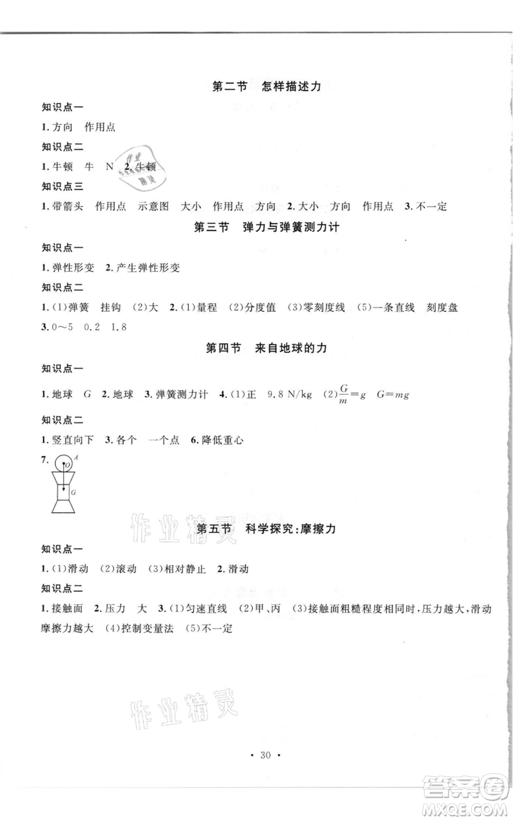 開明出版社2021名校課堂知識(shí)梳理八年級(jí)上冊(cè)物理滬科版參考答案