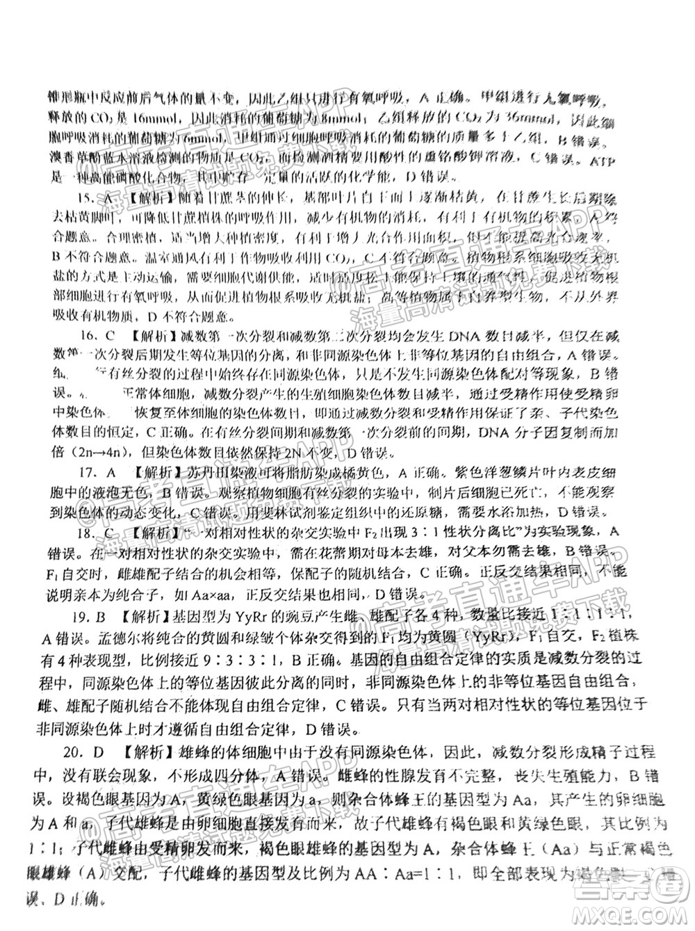 中原名校2021-2022學(xué)年上期第一次聯(lián)考高三生物試題及答案