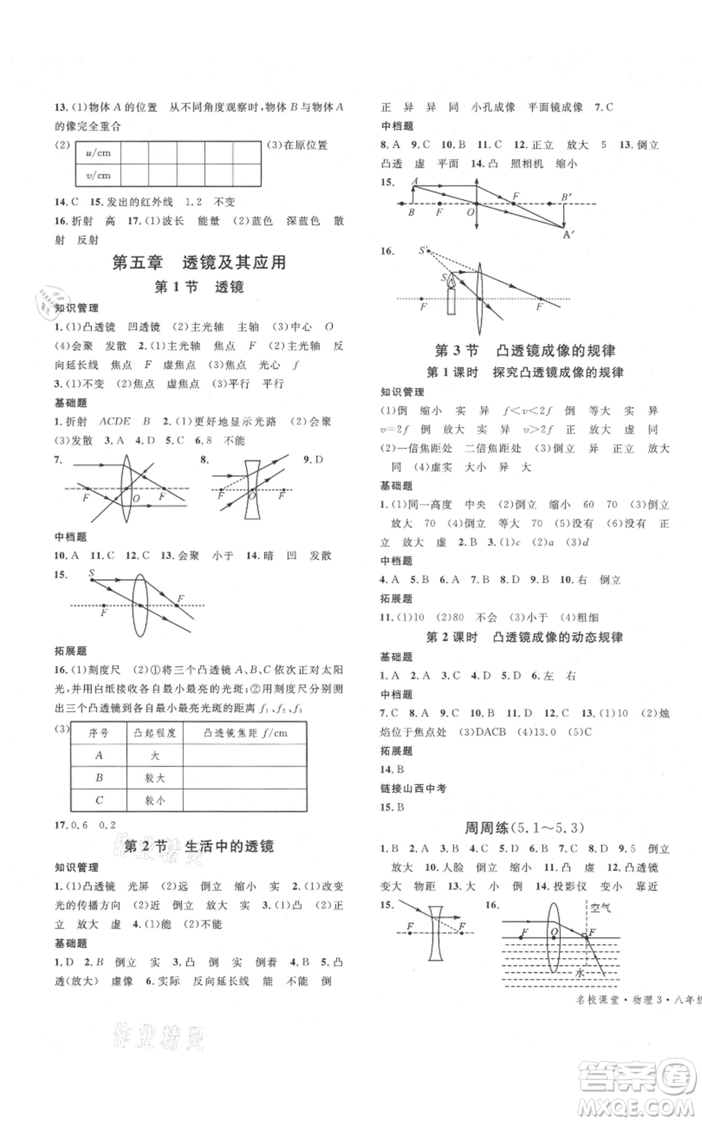 廣東經(jīng)濟(jì)出版社2021名校課堂八年級(jí)上冊(cè)物理人教版山西專版參考答案