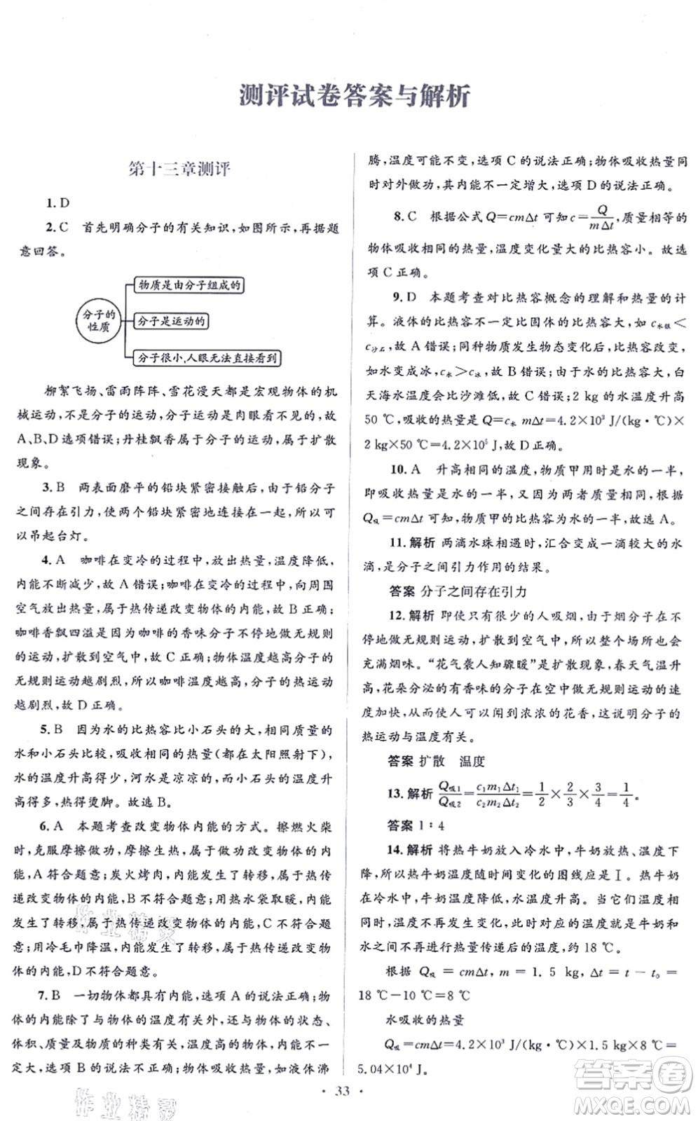 人民教育出版社2021同步解析與測評學考練九年級物理全一冊人教版答案