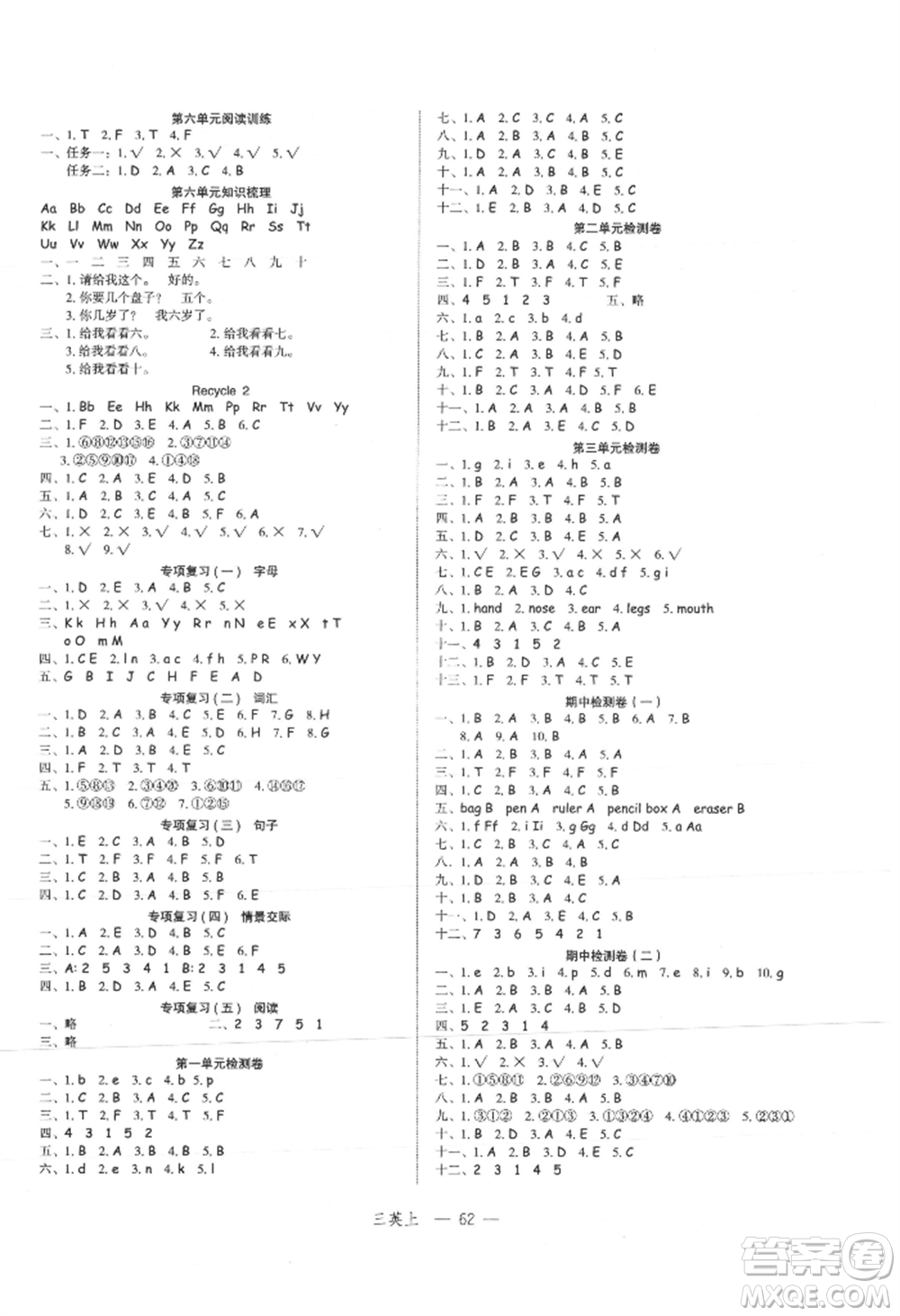 浙江工商大學(xué)出版社2021名師面對(duì)面先學(xué)后練三年級(jí)上冊(cè)英語(yǔ)人教版參考答案