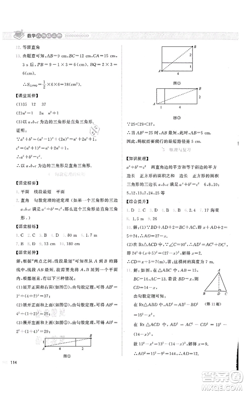 北京師范大學(xué)出版社2021課堂精練八年級數(shù)學(xué)上冊北師大版云南專版答案
