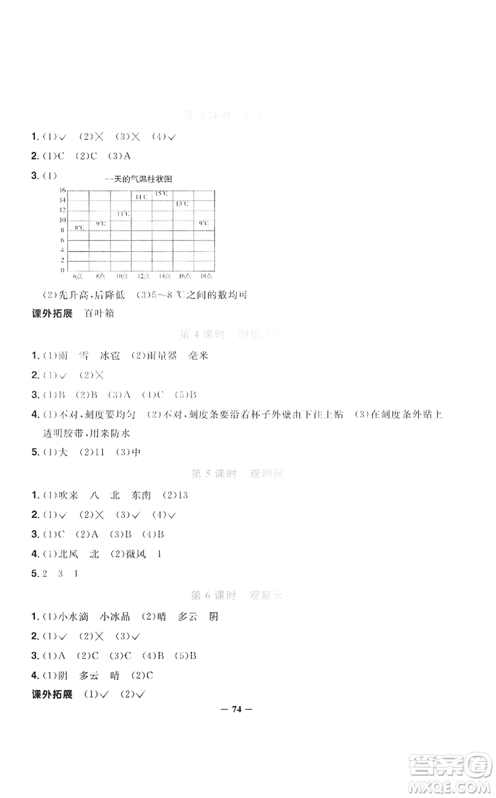 江西教育出版社2021陽光同學(xué)課時(shí)優(yōu)化作業(yè)三年級科學(xué)上冊JK教科版答案