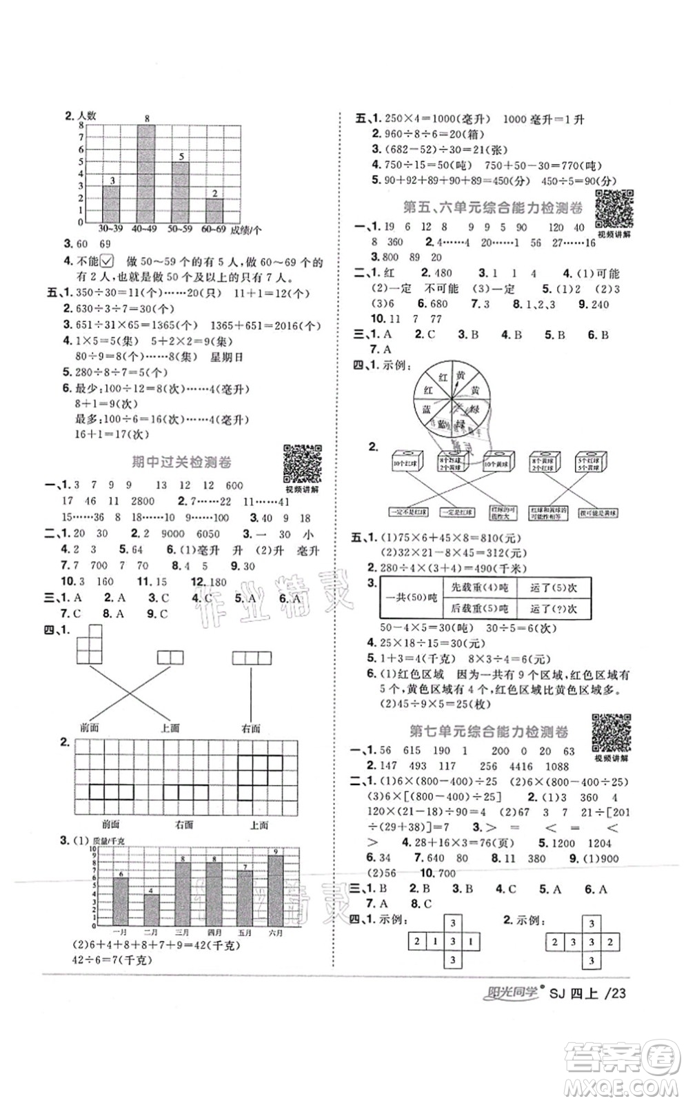 江西教育出版社2021陽(yáng)光同學(xué)課時(shí)優(yōu)化作業(yè)四年級(jí)數(shù)學(xué)上冊(cè)SJ蘇教版答案