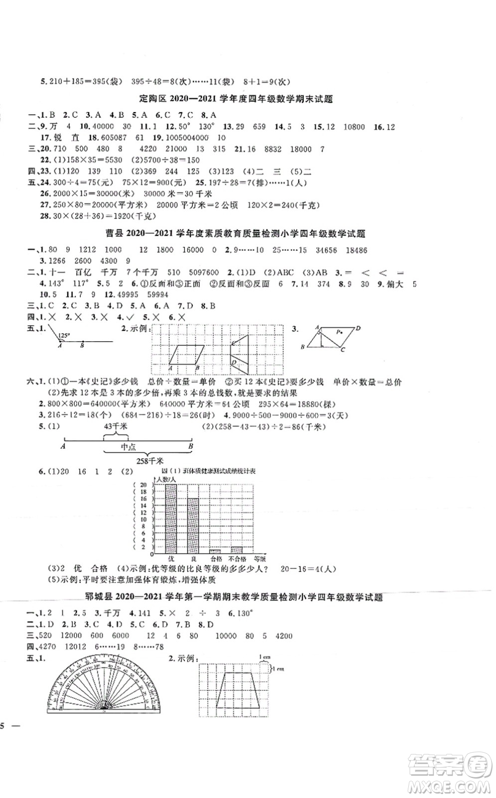 江西教育出版社2021陽(yáng)光同學(xué)課時(shí)優(yōu)化作業(yè)四年級(jí)數(shù)學(xué)上冊(cè)RJ人教版菏澤專版答案