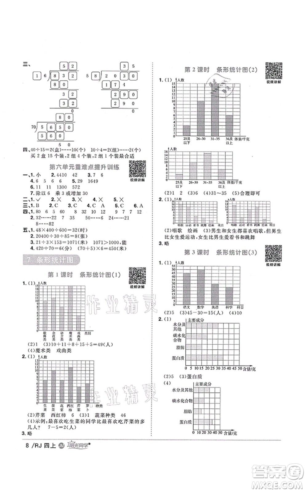 江西教育出版社2021陽(yáng)光同學(xué)課時(shí)優(yōu)化作業(yè)四年級(jí)數(shù)學(xué)上冊(cè)RJ人教版江門專版答案