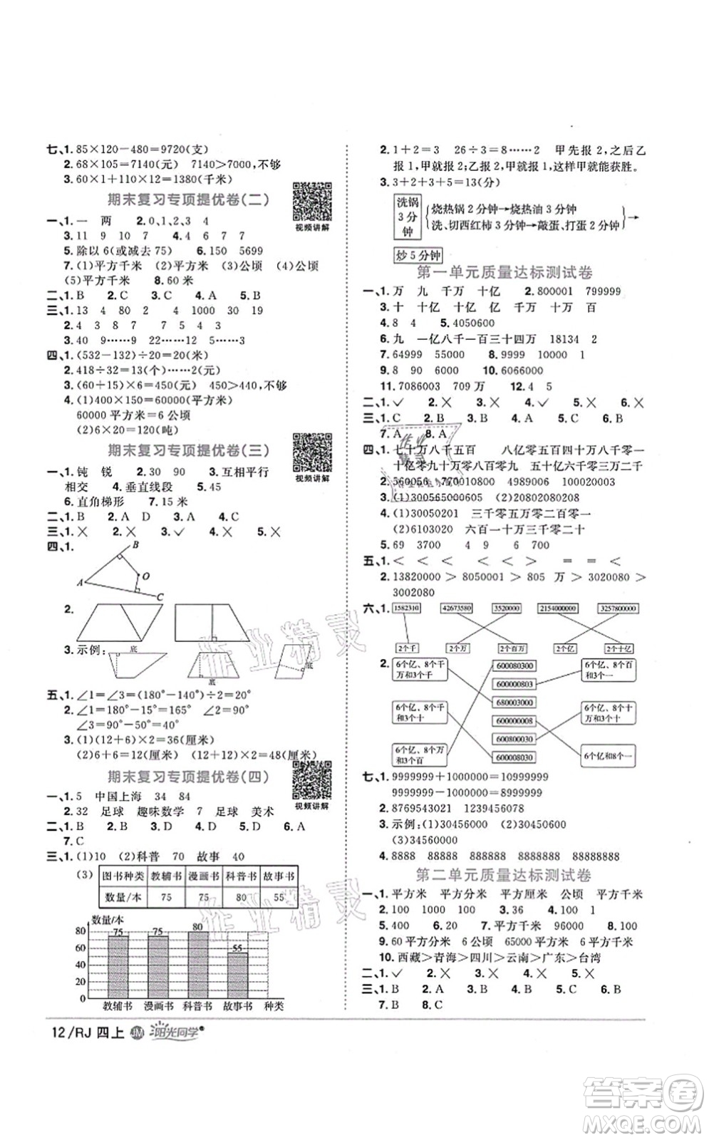 江西教育出版社2021陽(yáng)光同學(xué)課時(shí)優(yōu)化作業(yè)四年級(jí)數(shù)學(xué)上冊(cè)RJ人教版江門專版答案