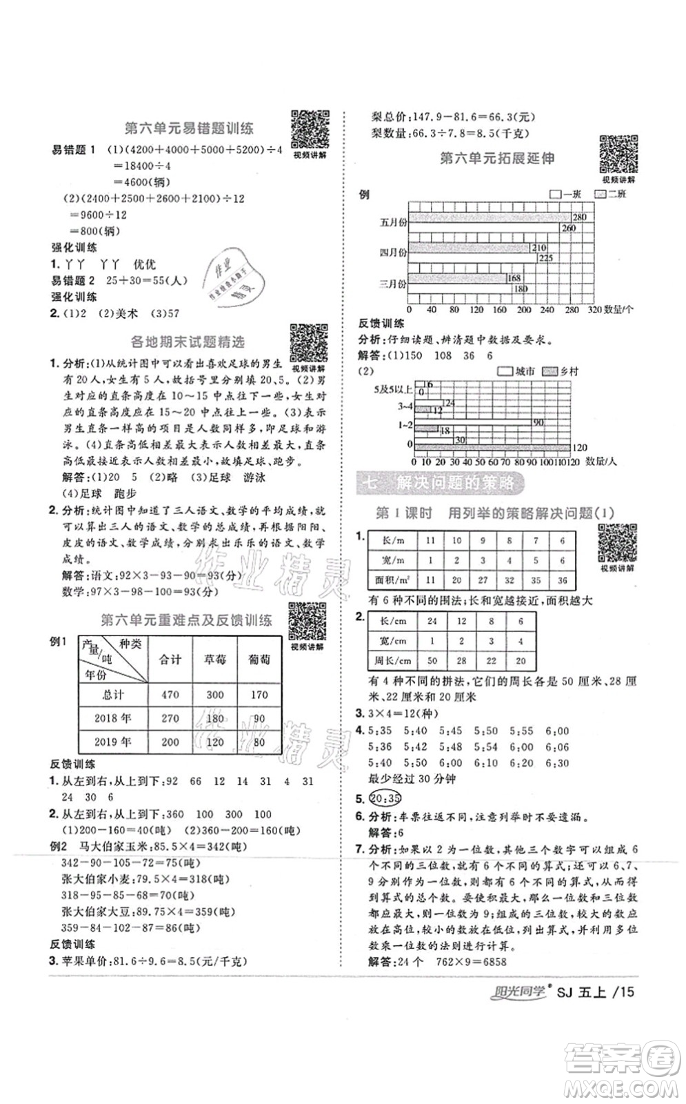 江西教育出版社2021陽(yáng)光同學(xué)課時(shí)優(yōu)化作業(yè)五年級(jí)數(shù)學(xué)上冊(cè)SJ蘇教版答案