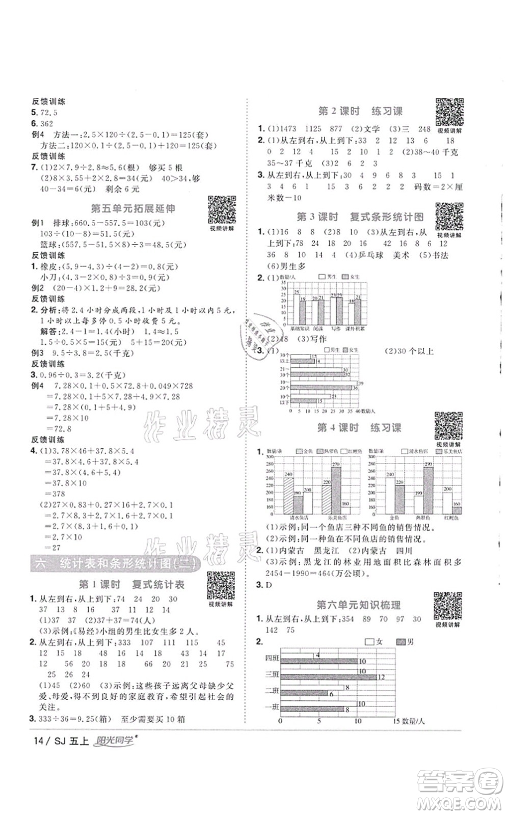 江西教育出版社2021陽光同學(xué)課時(shí)優(yōu)化作業(yè)五年級(jí)數(shù)學(xué)上冊(cè)SJ蘇教版徐州專版答案