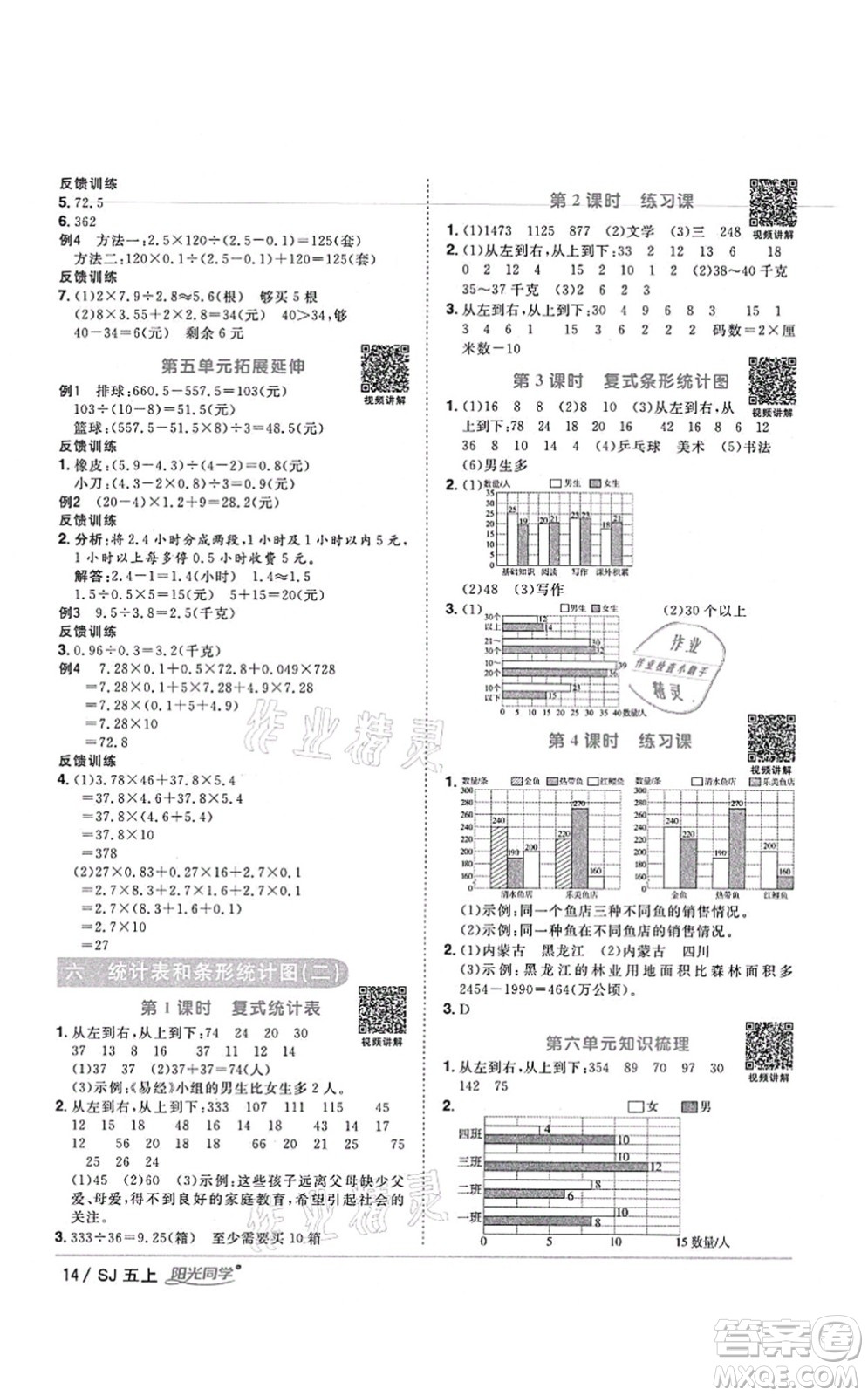 江西教育出版社2021陽(yáng)光同學(xué)課時(shí)優(yōu)化作業(yè)五年級(jí)數(shù)學(xué)上冊(cè)SJ蘇教版寧德專版答案