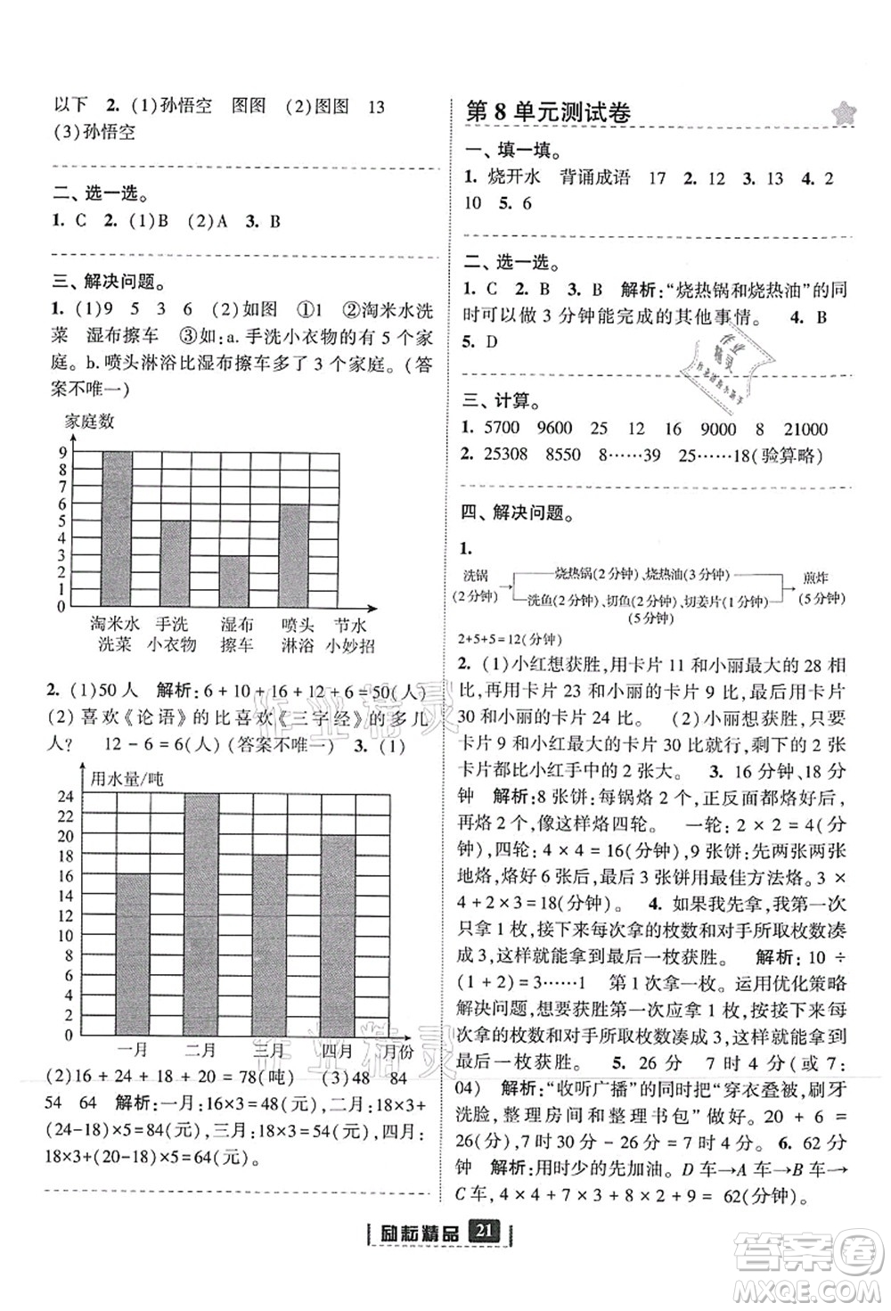 延邊人民出版社2021勵耘新同步四年級數(shù)學上冊人教版答案