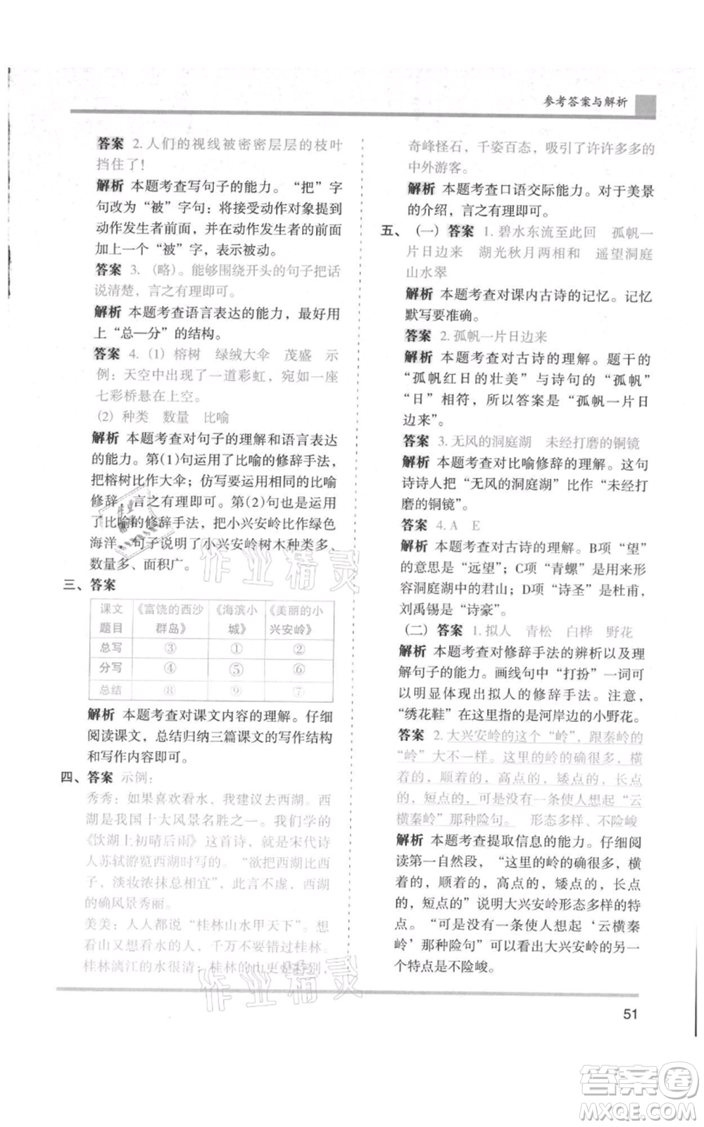 湖南師范大學(xué)出版社2021木頭馬分層課課練三年級上冊語文人教版浙江專版參考答案