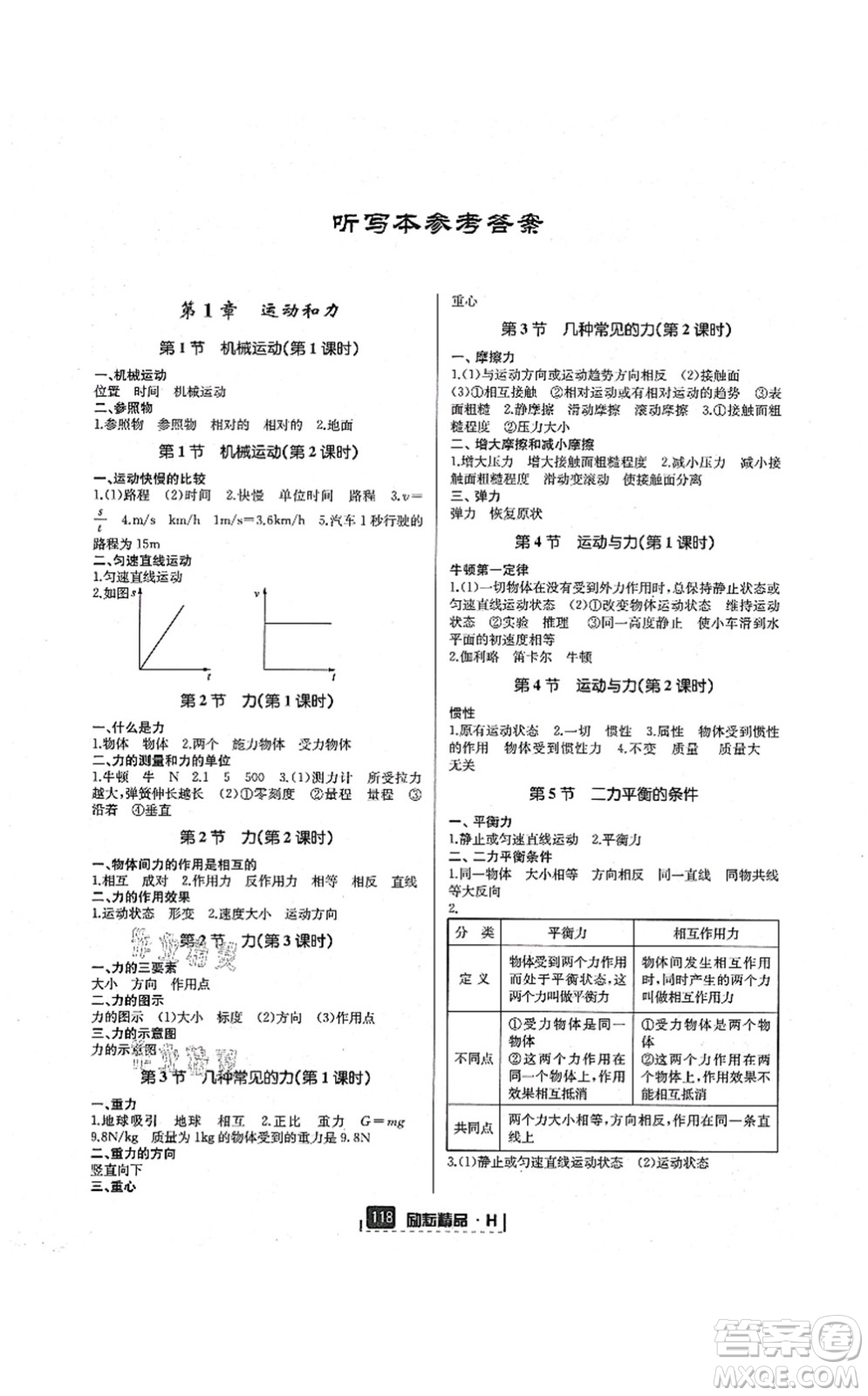 延邊人民出版社2021勵耘新同步八年級科學(xué)上冊AB本華師大版答案