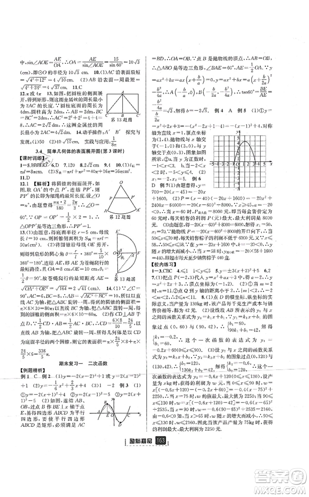 延邊人民出版社2021勵耘新同步九年級數學全一冊AB本浙教版答案