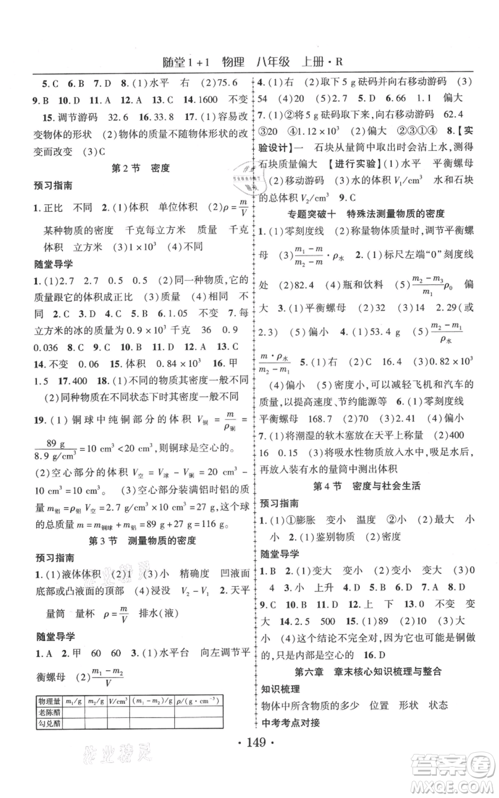 云南美術(shù)出版社2021隨堂1+1導(dǎo)練八年級(jí)上冊物理人教版參考答案