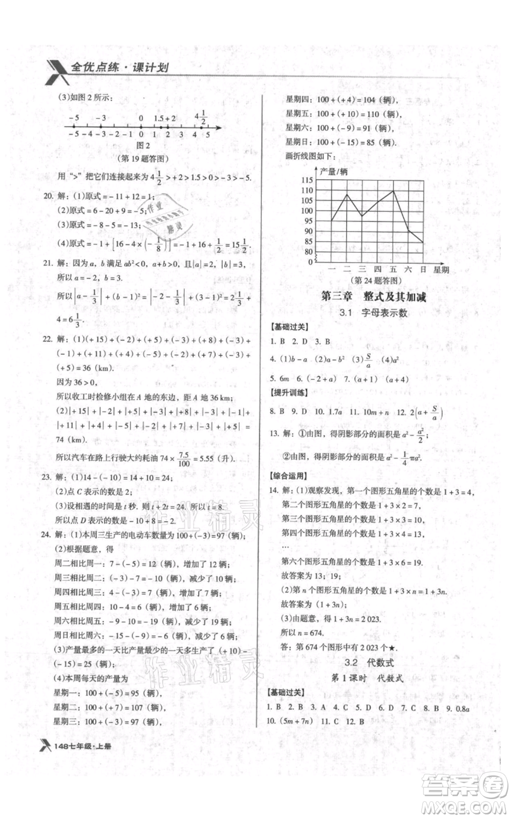 遼海出版社2021全優(yōu)點練課計劃七年級上冊數(shù)學(xué)北師大版參考答案