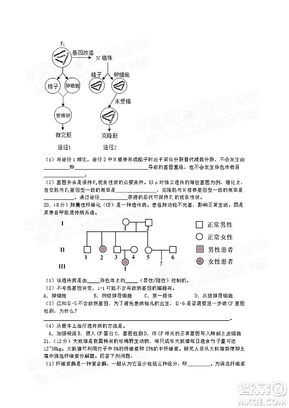 深圳市第七高級中學2022屆高三第一次月考試題生物答案