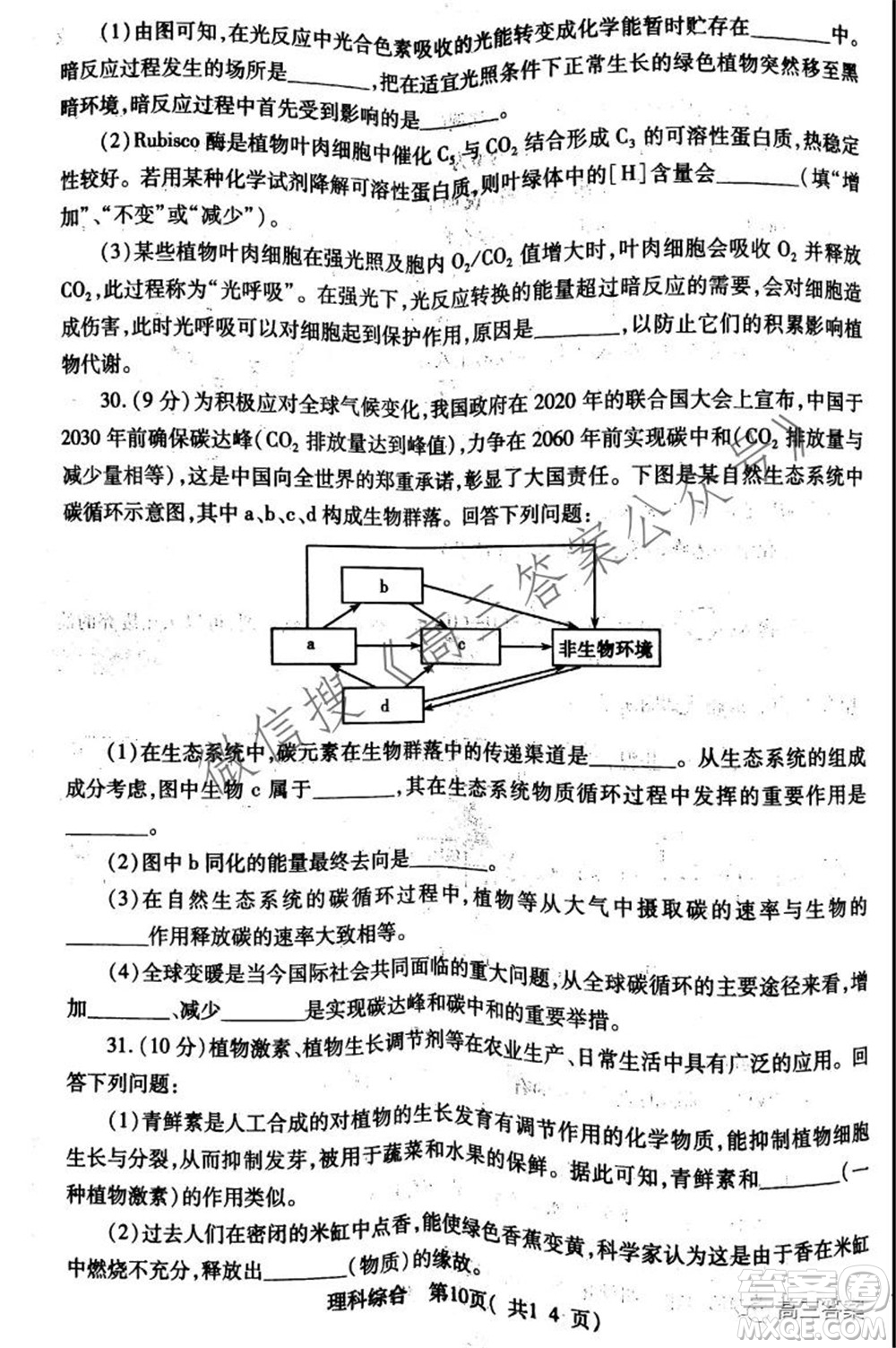 XCS2022屆高三年級第一次質(zhì)量檢測試卷理科綜合試題及答案