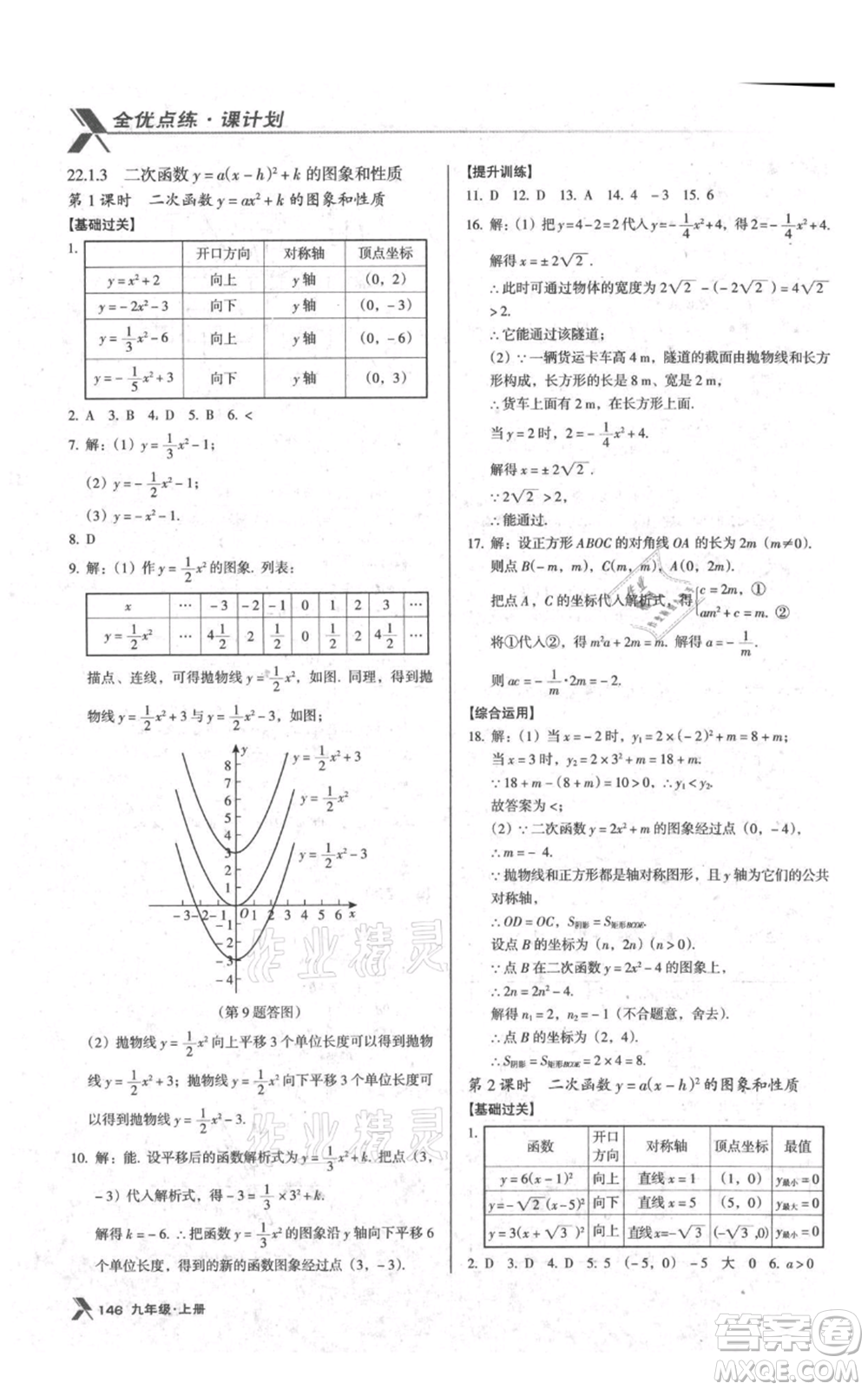 遼海出版社2021全優(yōu)點(diǎn)練課計(jì)劃九年級(jí)上冊(cè)數(shù)學(xué)人教版參考答案