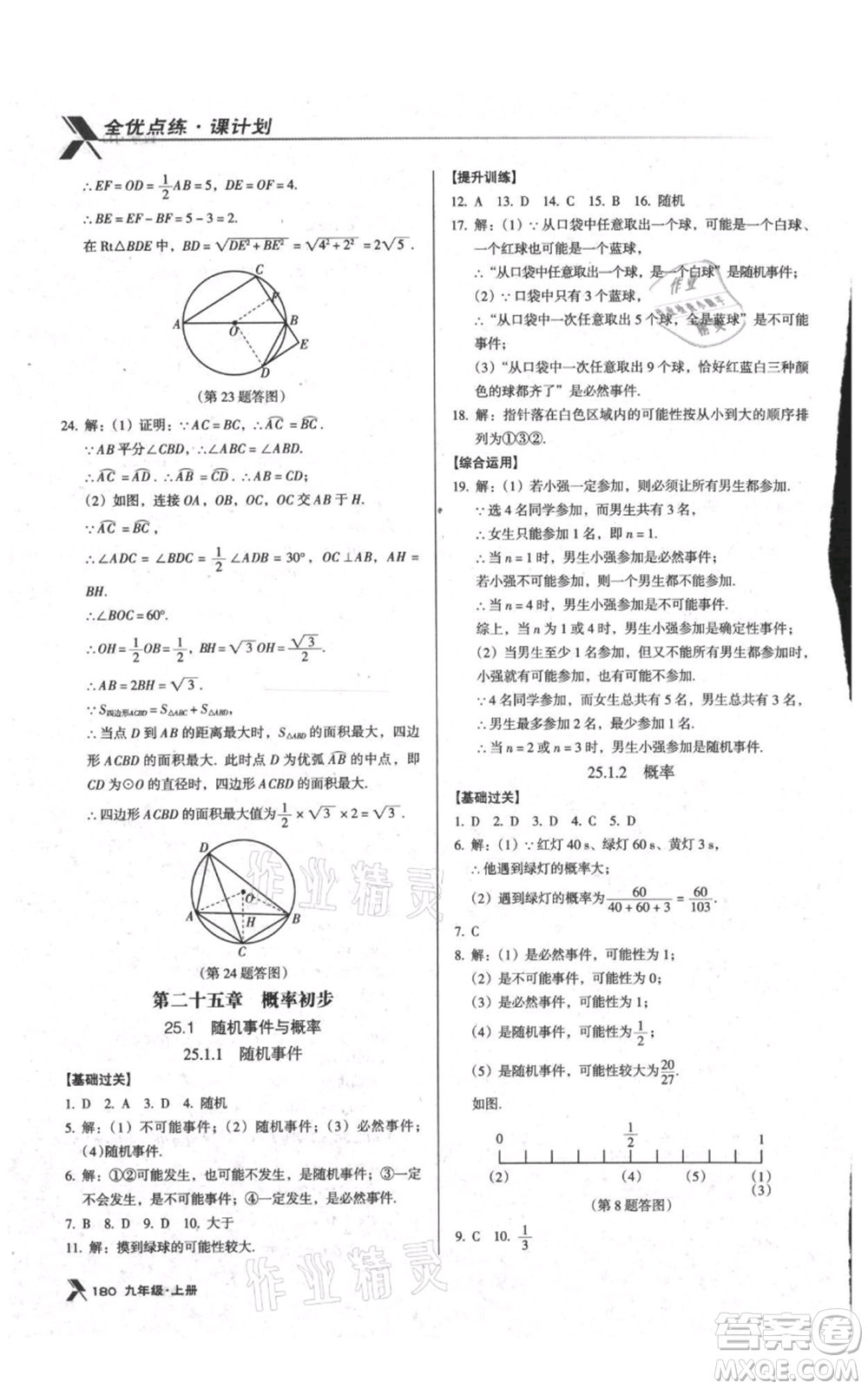 遼海出版社2021全優(yōu)點(diǎn)練課計(jì)劃九年級(jí)上冊(cè)數(shù)學(xué)人教版參考答案