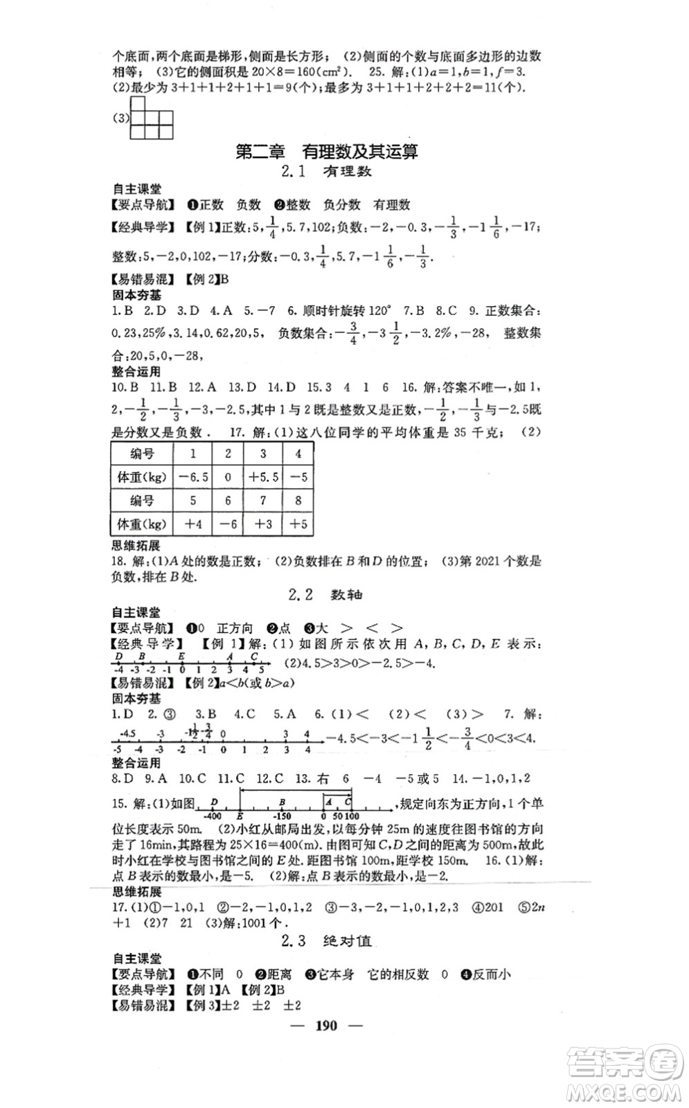 四川大學(xué)出版社2021課堂點(diǎn)睛七年級數(shù)學(xué)上冊北師版答案