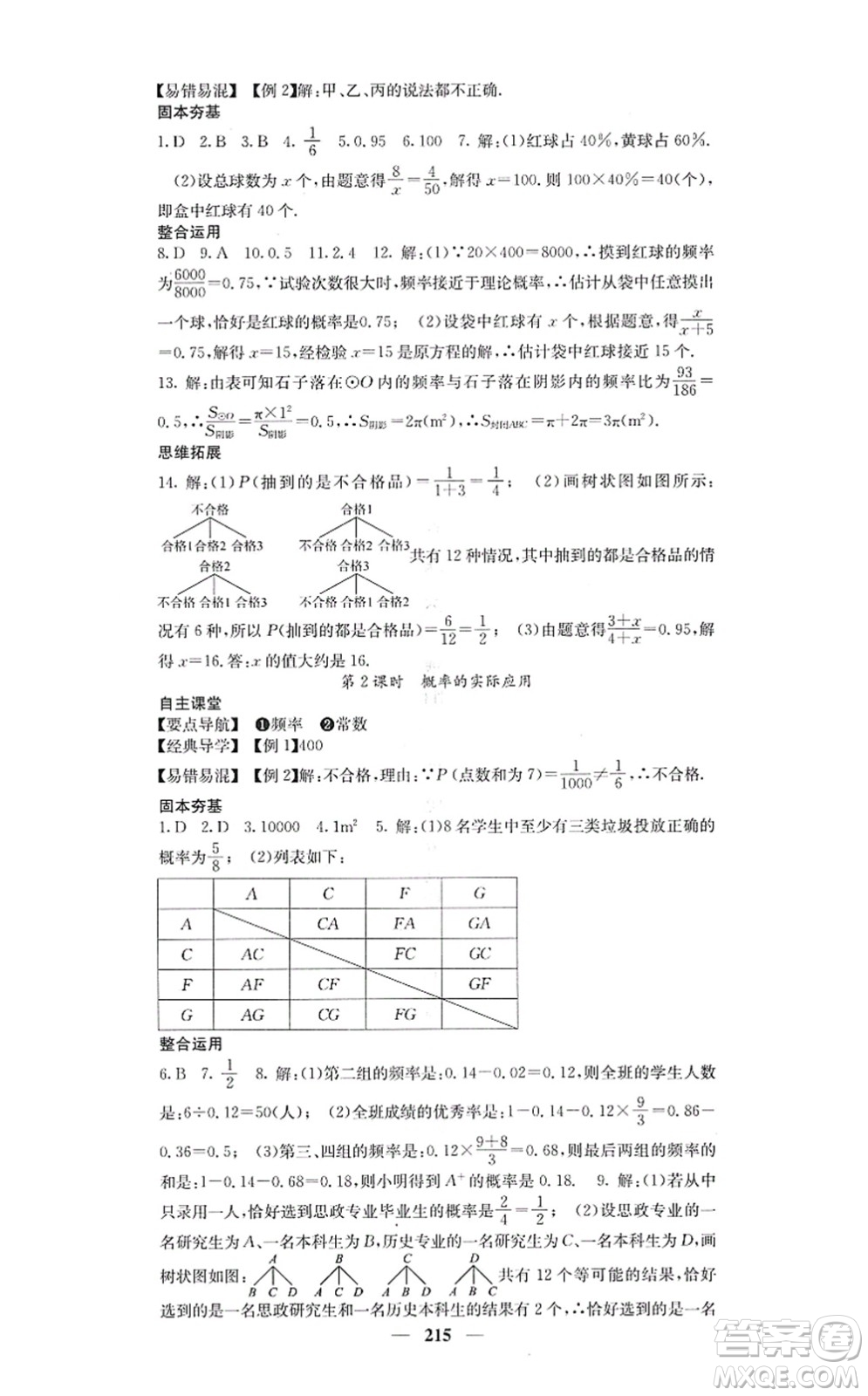 四川大學出版社2021課堂點睛九年級數(shù)學上冊人教版答案