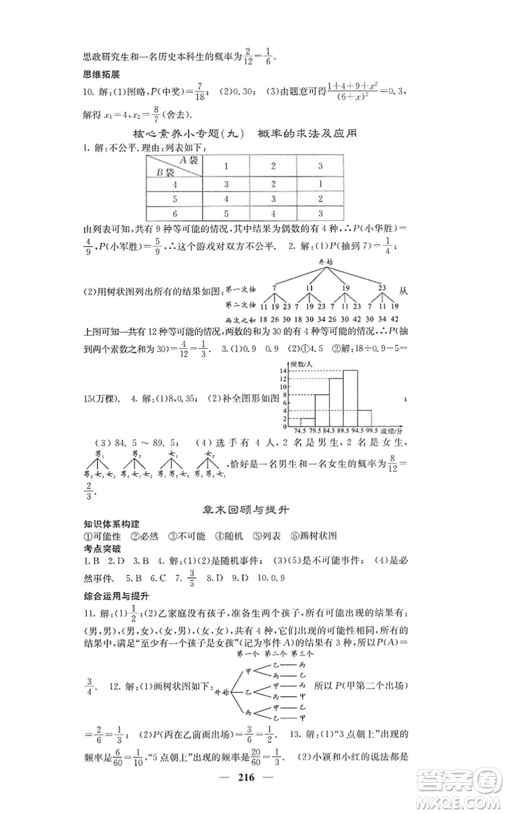 四川大學出版社2021課堂點睛九年級數(shù)學上冊人教版答案