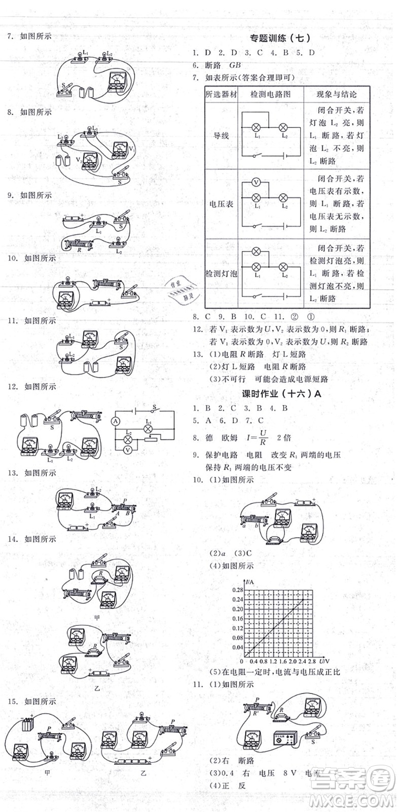 陽光出版社2021全品學練考聽課手冊九年級物理上冊SK蘇科版答案
